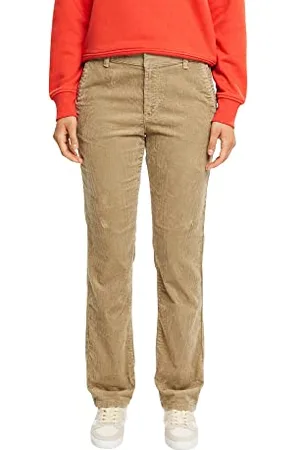 ESPRIT Spodnie sztruksowe Mid-Rise, Pale Khaki, 42W / 32L