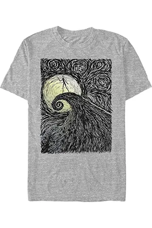 Disney Classics Nightmare Before Christmas-Sspirral Hill Organic Short Sleeve T-Shirt, Melange Grey, XXL, , XXL