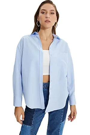 Trendyol Damska koszula Blue Boyfriend Shirt, 40