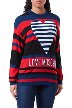 Moschino Damski sweter z długim rękawem i logo Intarsia Intarsia, , 48