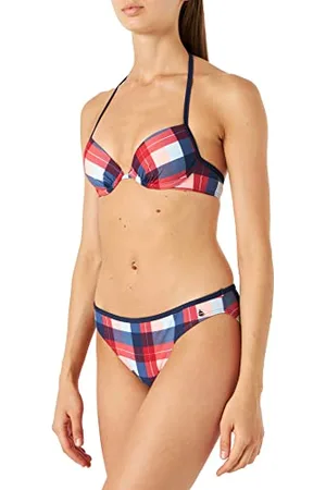 QS by s.Oliver Damski zestaw bikini Caroline, czerwono-niebieska kratka, 34 A