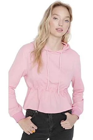 Trendyol Damska bluza z okrągłym dekoltem, jednokolorowa, regularna bluza, , S