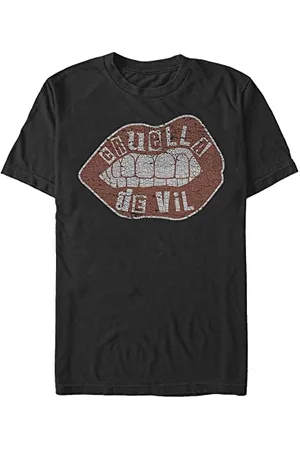 Disney Classics Unisex DNCA-Lip Embroidery Organic Short Sleeve T-Shirt, Black, XXL, , XXL