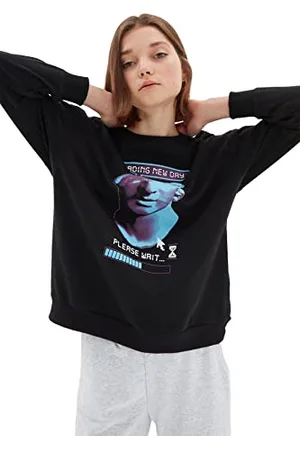 Trendyol Bluza damska, czarna, dzianinowa, L
