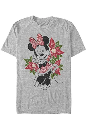 Disney Classics Unisex Mickey Classic-Christmas Fairisle Minnie Organic Short Sleeve T-Shirt, Melange Grey, XL, , XL