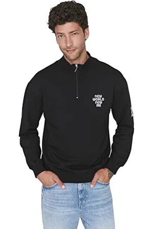 Trendyol Męska bluza ze stójką i hasłem, , XS