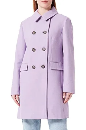 Sisley Womens 2BOYLN01M Wool Blend Coat, Purple 933, 40