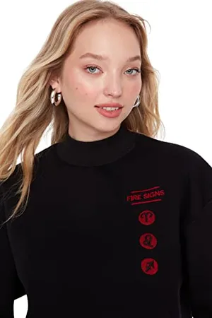 Trendyol Damska dopasowana podstawowa bluza z dzianiny ze stójką, , XL