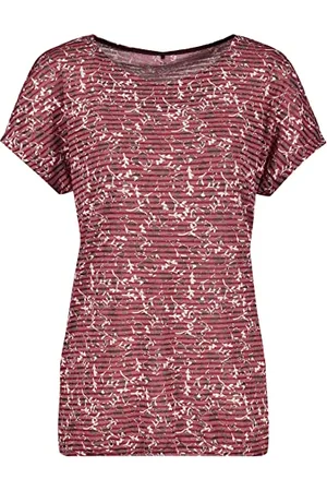 Gerry Weber Edition Damski T-shirt 670082-44035, Dark Cherry/Sepia/Ecru/nadruk, 34