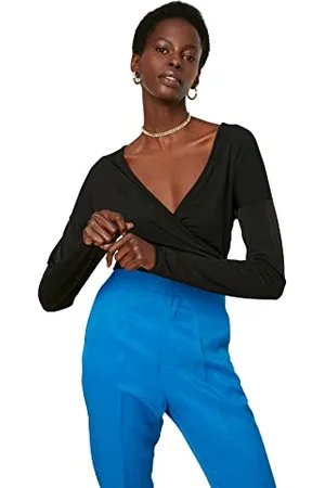 Trendyol Bluza damska, czarna, z odkrytymi ramionami, M