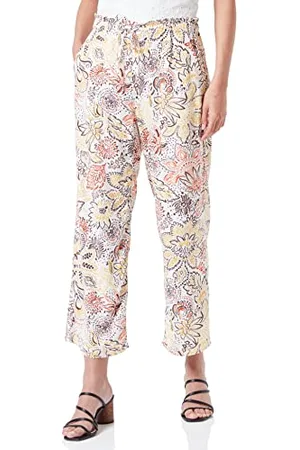 Gerry Weber Edition Damskie spodnie rekreacyjne Easy Fit, białe/ciemny brąz/imbir, 36
