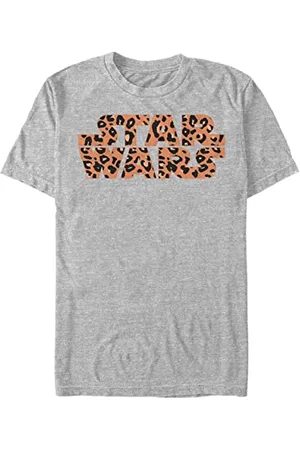 STAR WARS Unisex Logo Cheetah Fill Organic Short Sleeve T-Shirt, melanż, szary, S, , S