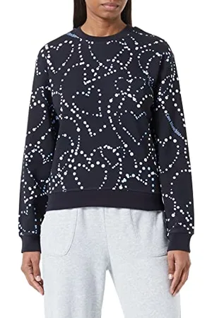 Moschino Damska bluza z nadrukiem Storm of Hearts z długim rękawem, okrągły dekolt, , 42