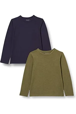 Minymo Unisex Kids Basic 34-T LS (2-pak) Shirt, Dark Olive, 122, ciemnooliwkowy, 122