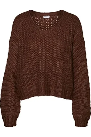 Noisy May Damski sweter NMSTEVE XS S M L XL brązowy beżowy dekolt w łódkę, , XS