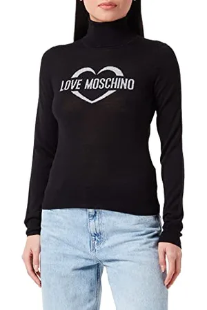 Moschino Damski sweter Slim Fit Turtleneck with Heart Jacquard Intarsia Pulower Sweater, , 42