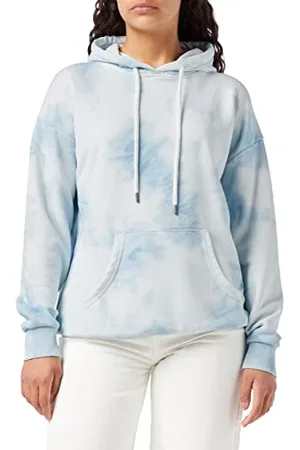 Cross Jeans Y damskie 65289 sweter z kapturem, szary niebieski, normalny