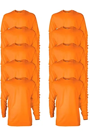 Gildan T-shirt Dla mężczyzn Bluzka z długim rękawem bawełniana Ultra, styl G2400 Pomarańczowy (Safety Orange) ,S