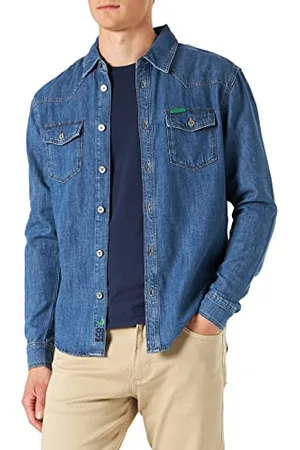 Cross Jeans Y męskie A 208-052 koszula dżinsowa, niebieski (Nature Blue), regularne, , XL