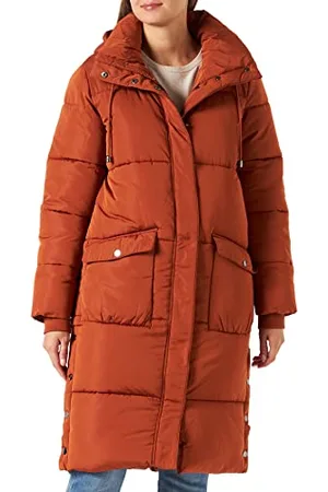 Kaffe Damska kurtka Puffer Padded Coat Quilted Longline Hooded, Auburn, 40