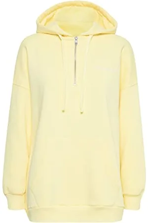 TheJoggConcept Bluza damska JCSAFINE Halfzip Hoodie Sweatshirt, 120711/Lemon Meringue, XL
