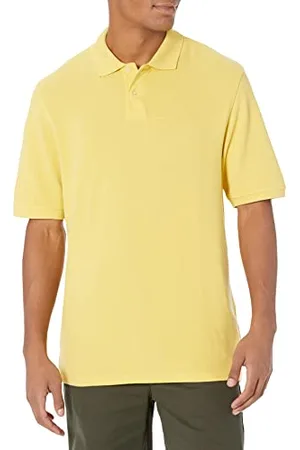 Amazon Męska koszulka polo z bawełny regularnego kroju (dostępna w rozmiarach Big & Tall), żółta, S