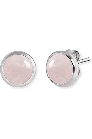 Engelsrufer Damen Ohrstecker aus Sterling Silber mit Rosenquarz Kraftstein Anhänger, Steckverschluss, nickelfrei, 10mm, ERE-RQ-ST