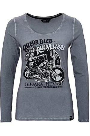 Queen Kerosin Damska koszulka z długim rękawem w stylu Bikerstyle Tijuana Rueda Libre, , XS
