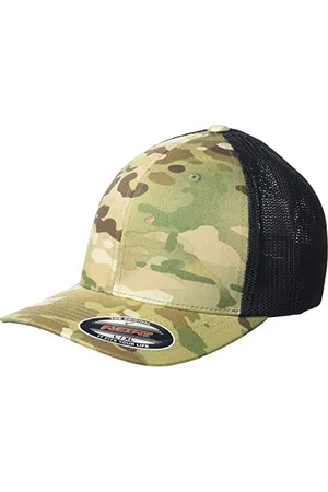 Flexfit Yupoong czapka z daszkiem typu trucker Cap ze wzorem Camo, przepuszczająca powietrze dzięki spodniej stronie z siateczki, regulacja rozmiaru dzięki zapięciu z tworzywa sztucznego