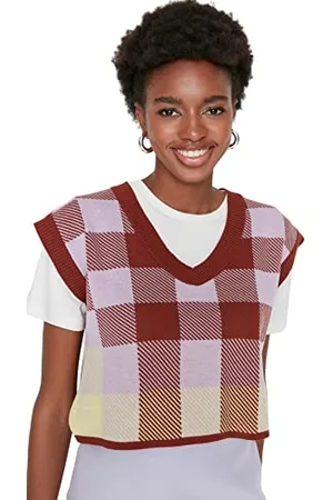 Trendyol Damska bluza z dzianiny Crop, brązowa, M, , M