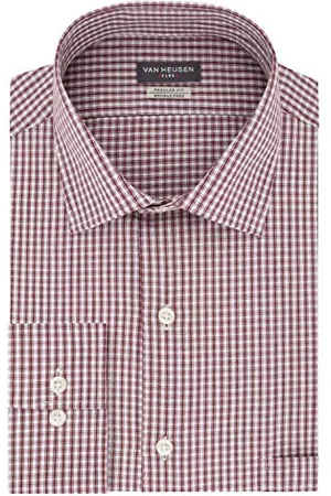 Van Heusen Regularny krój z elastycznym kołnierzem w kratę, elegancka koszula męska, , 16.5" Neck 32"-33" Sleeve