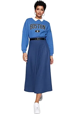 Trendyol Damska spódnica maxi o linii A, Indigo, 42, , 68