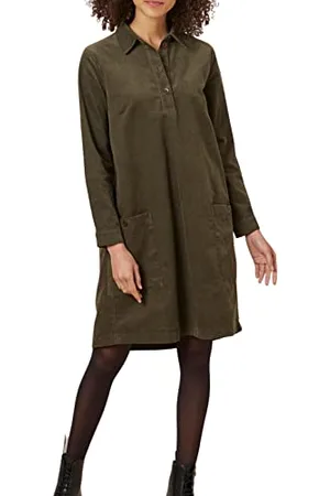 People Tree Kobieta Sukienki Dzienne - Damska sukienka sztruksowa Tori na co dzień, khaki, 14, Khaki, 40
