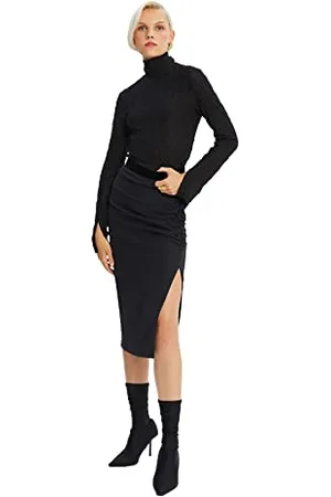 Trendyol Damska spódnica Black Shormed Tiper Detailed, , 44