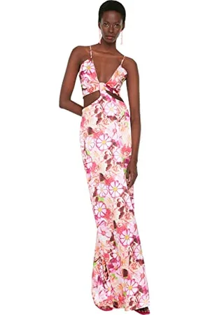 Trendyol Damska sukienka maxi Bodycon dopasowana, tkana suknia wieczorowa, , 62