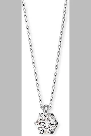 Engelsrufer Damen Halskette aus Sterling Silber und silbernem Zirkonia Anhänger - besetzt mit einem Zirkonia Stein - Karabinerverschluss - Länge: 44cm