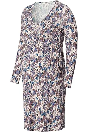 ESPRIT Damska sukienka Nursing Long Sleeve Allover Print Kleid, Blue-300, XS
