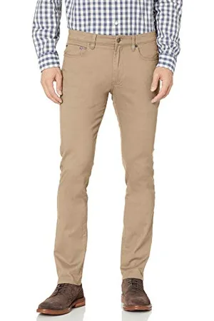 Amazon Spodnie skośne z 5 kieszeniami chudy męskie, khaki brązowy, 32 W / 33L
