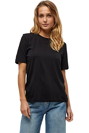 Minus Cathy Gots T-shirt z krótkim rękawem | T-shirt damski w kolorze białym | jesienna bluzka damska, czarny, S