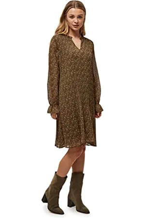Minus 33 Damska sukienka Rikka z dekoltem w kształcie litery V, Dark Olive Dot Print, 44 PL