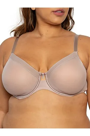 CURVY COUTURE Damska przezroczysta siatka, bez podszewki, biustonosz z pełnym pokryciem, bark, 100E, Bark., 100E