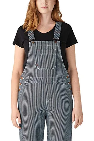 Dickies Damski kombinezon na szelkach Hickory Stripe Boyfriend, Stonewashed Hic, M
