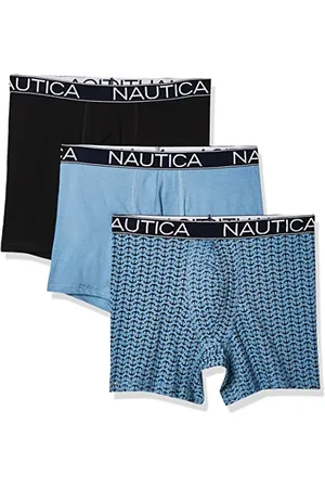 Nautica Bokserki męskie (3 sztuki), Czarny/niebieski (Aero Blue) kotwica Printaero Blue, L