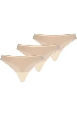 Teyli Damskie stringi tanga z siateczki, 3 pary, beżowe, M