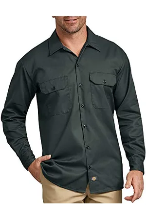 Dickies Męska koszula robocza z długim rękawem, zielona myśliwska, L, zielony mysliwski, L