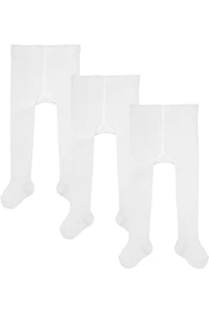 Camano Unisex Baby Online ca-Soft Organic Cotton Tights 3-pak skarpet, białe, 62/68, , 50
