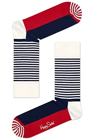 Happy Socks Half Stripe, kolorowe i zabawne, Skarpety dla kobiet i mężczyzn, Czerwony-Biały (41-46)