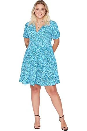 Trendyol Damska sukienka Mini Smock Regular Plus Size, niebieska, XL, , XL