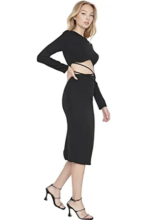 Trendyol Women Glam Midi Bodycon Fitted Woven Dress, , 36