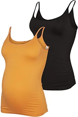 Mama;licious Damski pasek MLHEAL TOP 2-P A. Tank top, Vibrant Orange/Pack: czarny, One Size, , jeden rozmiar